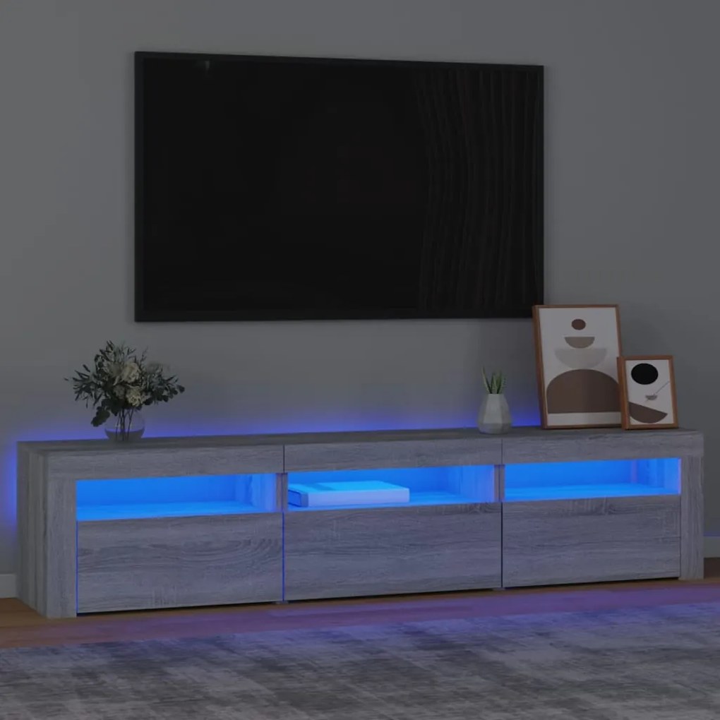 Mobile porta tv con luci led grigio sonoma 180x35x40 cm