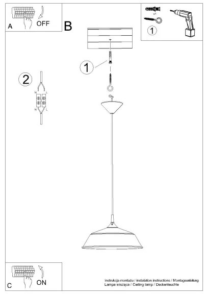 Sollux SL.1327 - Lampadario a sospensione con filo FRIKA 1xE27/15W/230V diametro 34 cm bianco