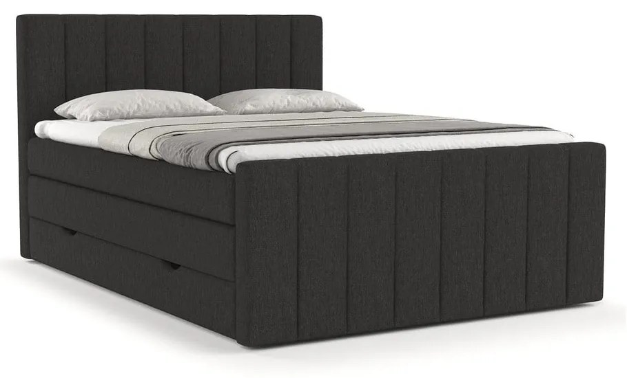 Letto boxspring nero con contenitore 200x200 cm Ruby - Maison de Rêve