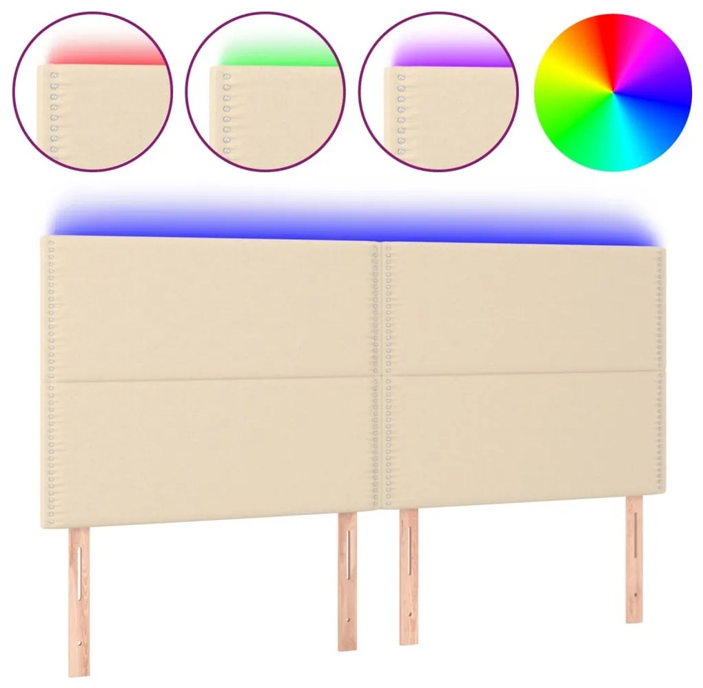 Testiera a led crema 160x5x118/128 cm in tessuto