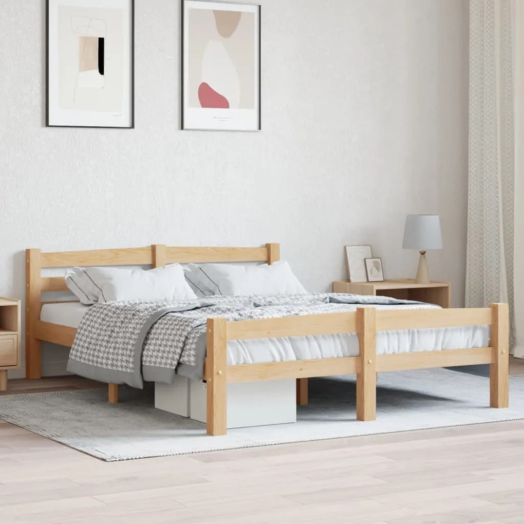 Giroletto Senza Materasso 140x200 Cm İn Legno Massello Di Pino /