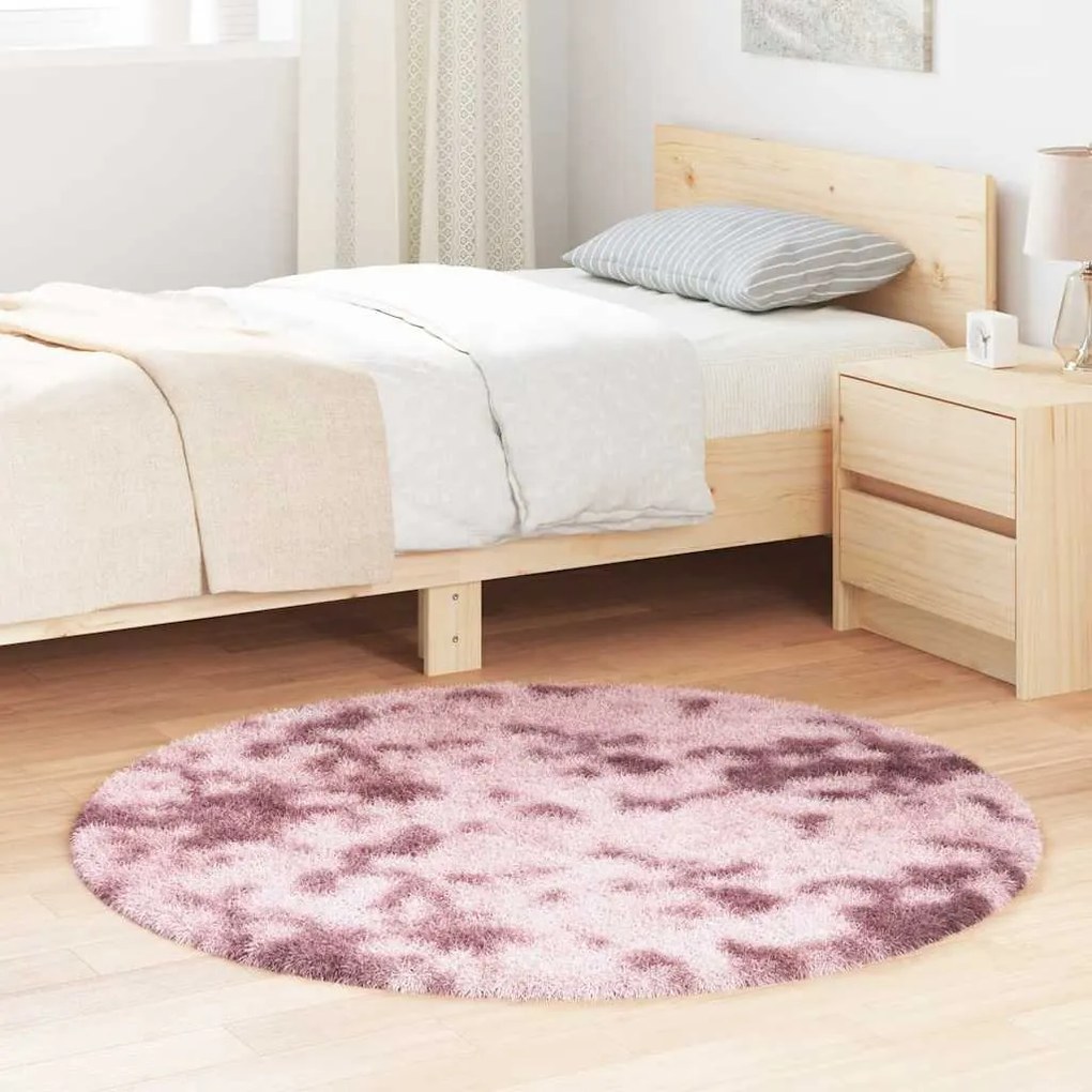 Tappeto Shaggy A Pelo Lungo Navarra Rosa Antico 120x120cm /