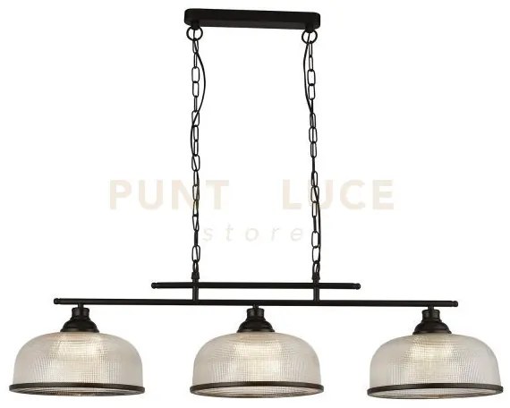 Highworth 3lt pendant - metallo nero e vetro stile olografico