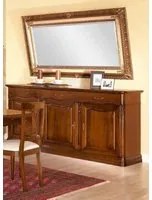 Madia credenza in legno 3 porte con fregi tinta noce l.225 p.53 h.104