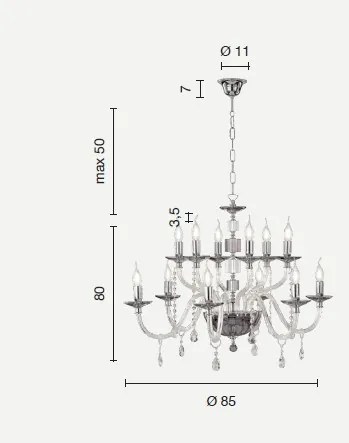 Lampadario in vetro e cristallo trasparente livia 12 luci lp.livia-...