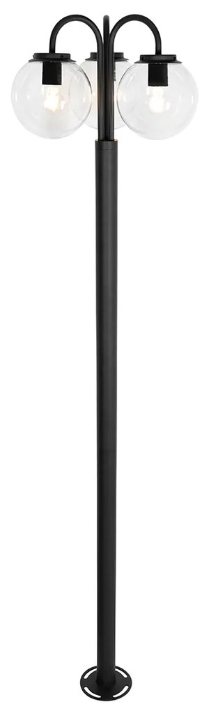 Lanterna nera con vetro trasparente 200 cm 3 luci IP44 - Sfera