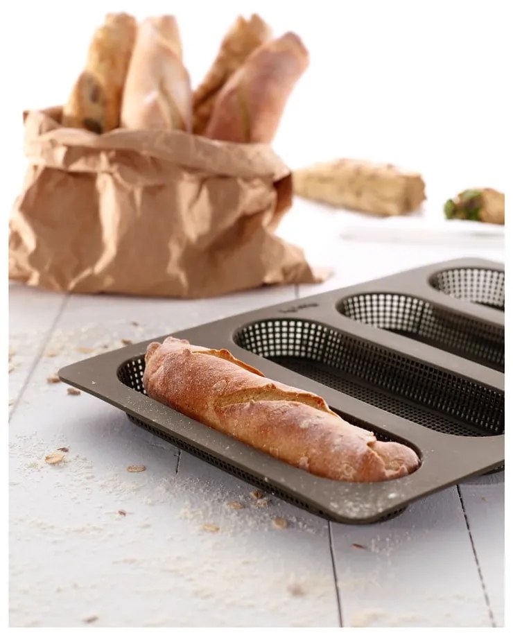 Set di stampi da forno in silicone adatti per baguette/adatti per pane 3 pz Essential – Lékué