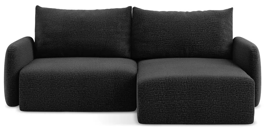 Divano angolare nero allungabile/con contenitore (con penisola a destra) Kalena – Makamii