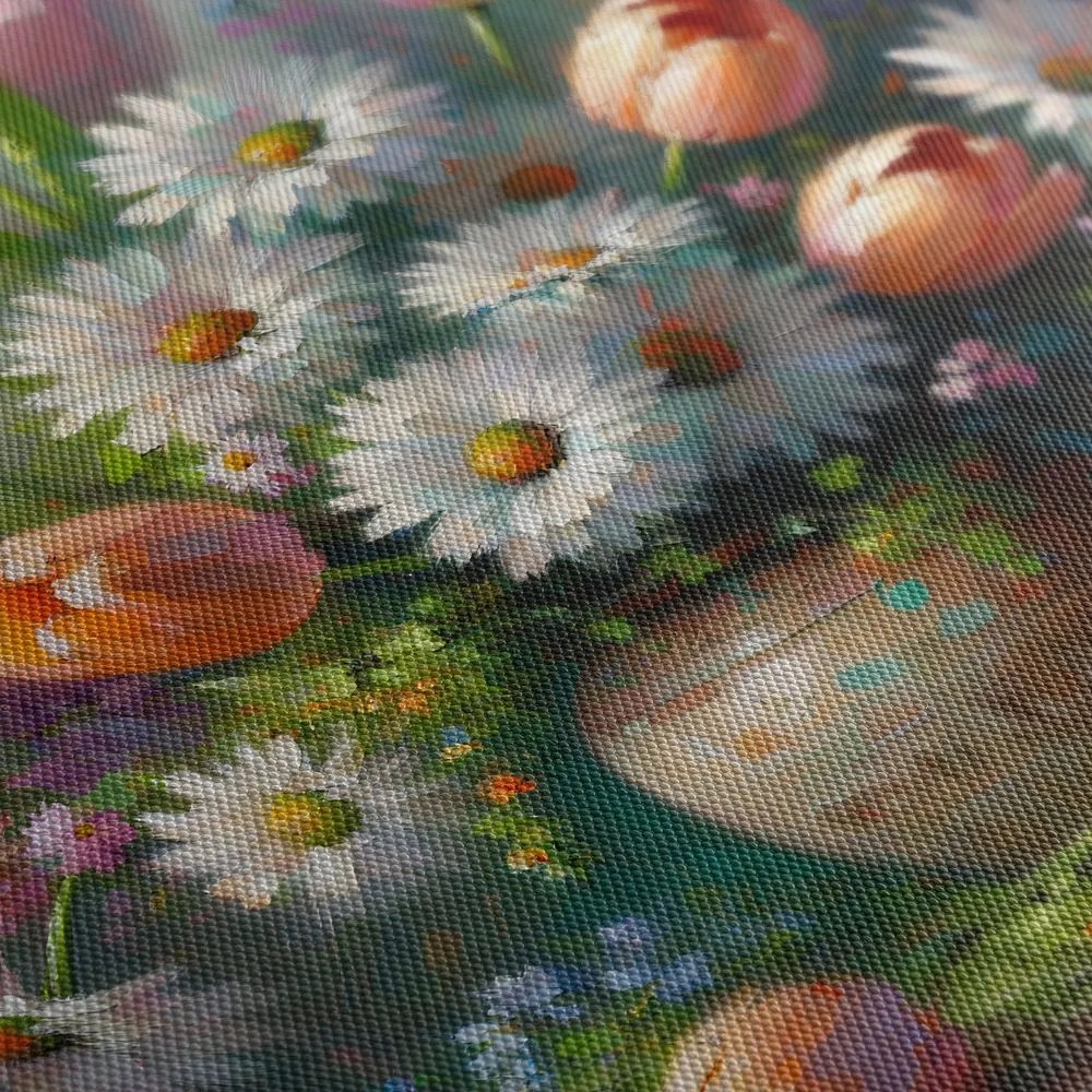 Quadro su tela – Fiori colorati in vaso
