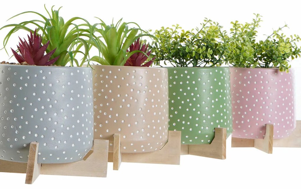 Vaso DKD Home Decor Cemento PE (16 x 16 x 21 cm) (4 Unità)