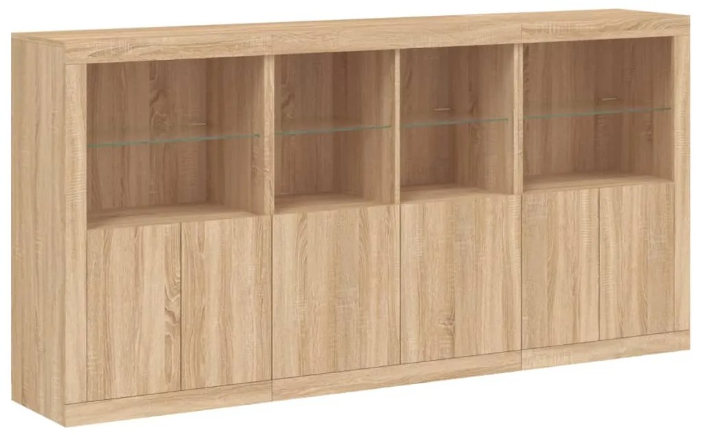 Credenza con Luci LED Rovere Sonoma 202x37x100 cm