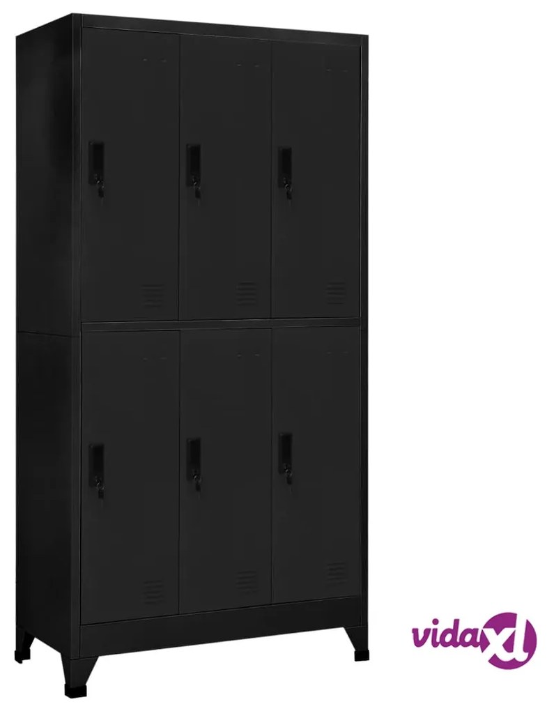 vidaXL Armadietto con Serratura Nero 90x45x180 cm in Acciaio