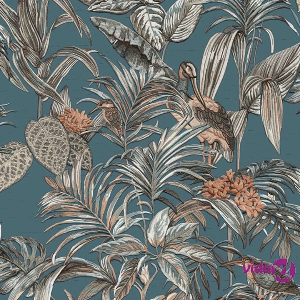 DUTCH WALLCOVERINGS Carta da Parati Bird-of-Paradise Blu