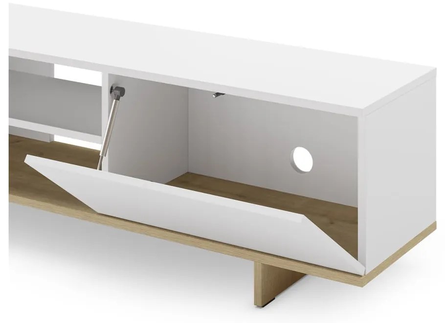 Tavolo TV bianco in rovere 160x44 cm Cequoia - Marckeric