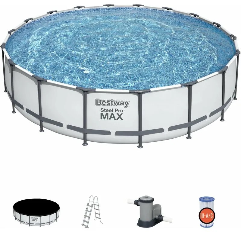Piscina fuoriterra tonda 549x122H Steel Pro Max Bestway 56462 completa accessori