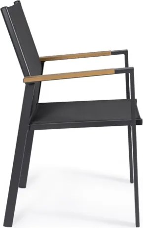 Sedia Da Esterno Con Braccioli In Alluminio E Textilene Heta Antracite Bizzotto