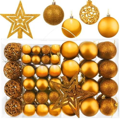 Set di ornamenti per albero di Natale in oro