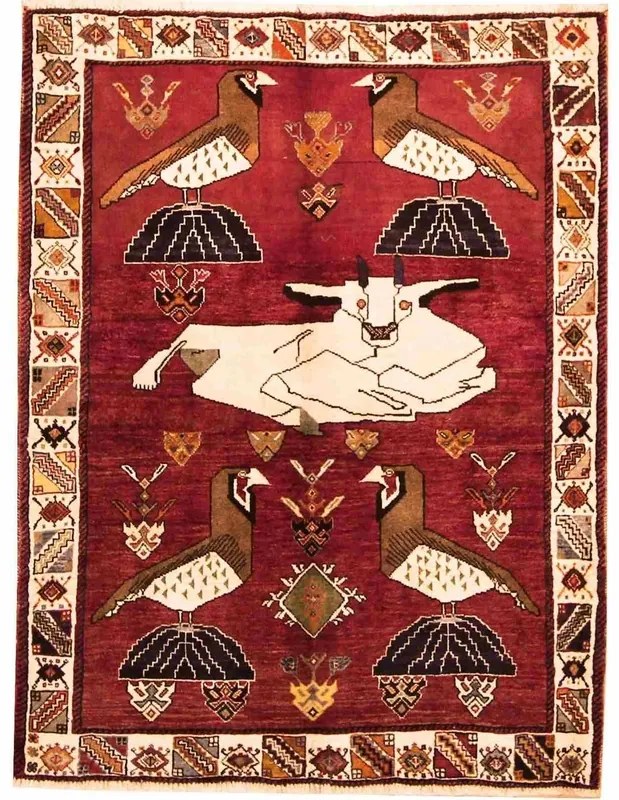Gashghai Tappeto persiano 120x160 Rosso (Iran) Annodato A Mano