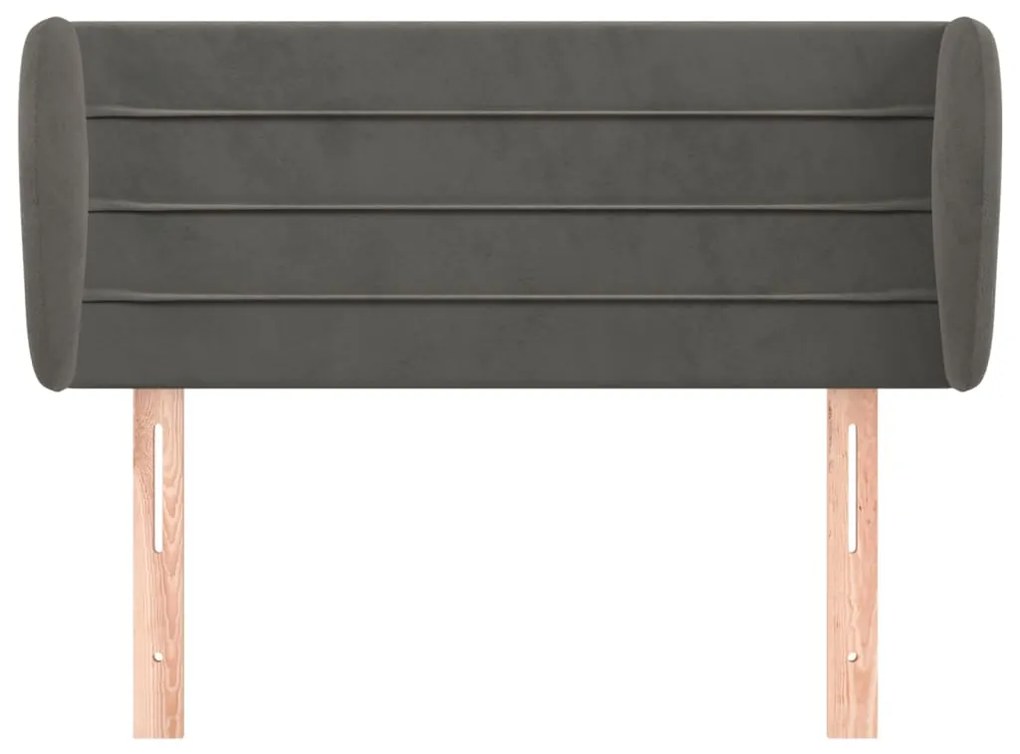 Testiera ad orecchio grigio scuro 83x23x78/88 cm in velluto