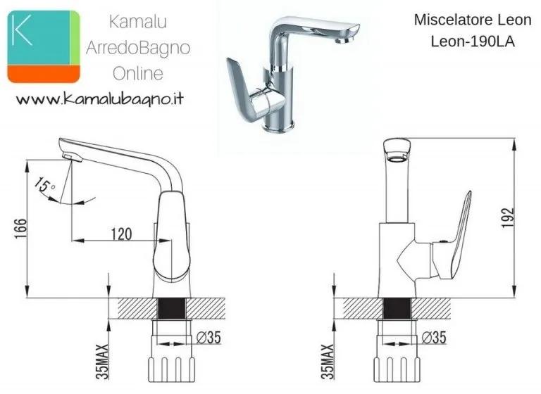 Kamalu - rubinetto lavabo alto design moderno modello leon-190la