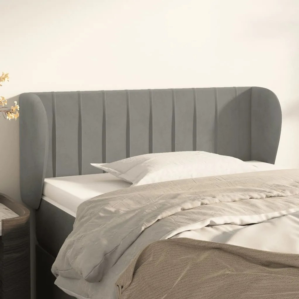 Testiera Ad Orecchio Grigio Chiaro 83x23x78/88 Cm İn Velluto /