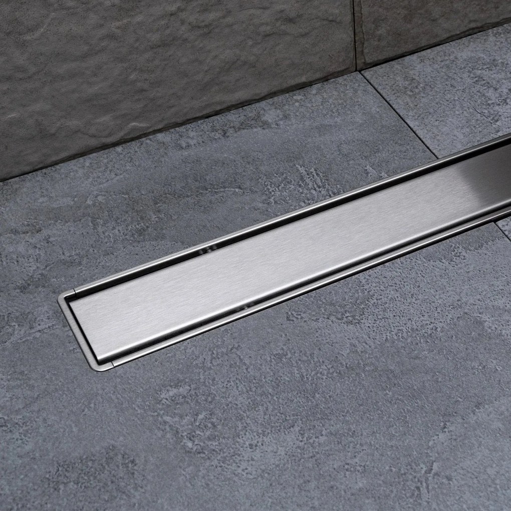Canalina Di Scarico a Pavimento Piastrellabile 75 Cm Karag "Primo Compact Line" Cromo Lucido