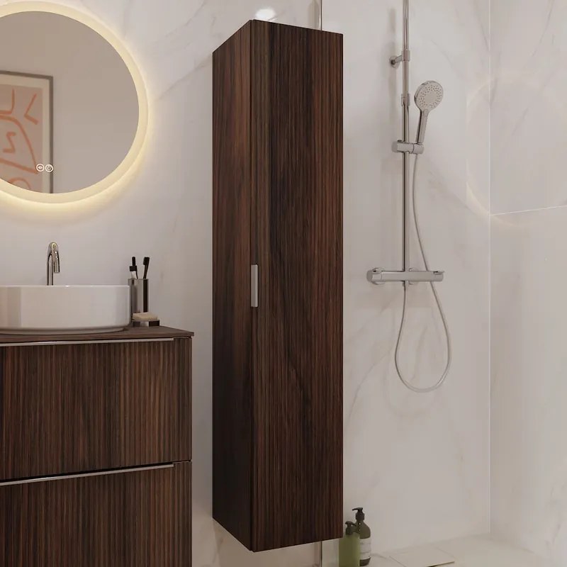Colonna New Groove P35 L30 H154 1 anta, noce cannettato Maniglia venduta separatamente, disponibile in diverse finiture