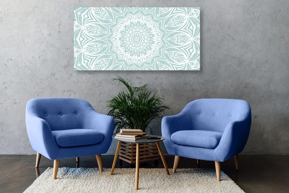 Quadro su tela – Mandala armonia su sfondo blu
