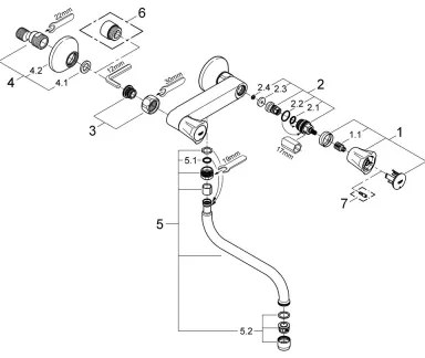 GROHE 31187001 - Miscelatore da parete per lavello COSTA L 200 mm, cromo lucido