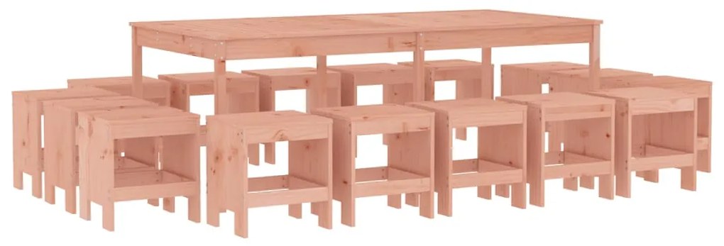 Set da pranzo per giardino 17 pz in legno massello di douglas