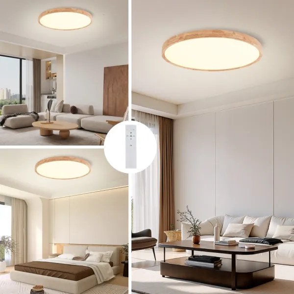 Brilagi - Lampada LED dimmerabile WOODROUND LED/70W/230V 3000-6000K Ø 80 cm + telecomando