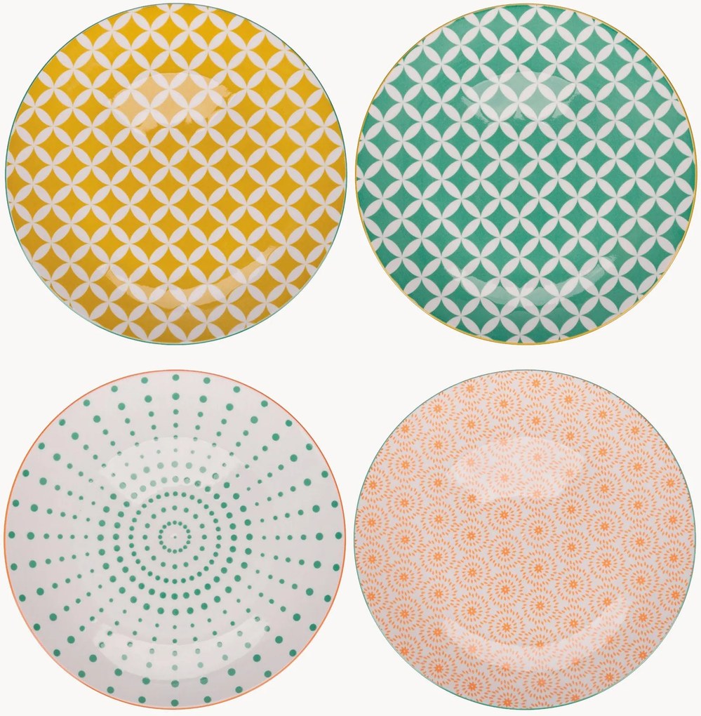 Set di 4 piatti piani in porcellana assortiti Confusion