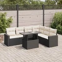 Set Divani da Giardino con Cuscini 7pz Nero Polyrattan 3326327