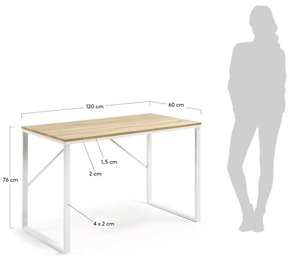 Kave Home - Scrivania rettangolare Talbot 120 x 60 cm bianco