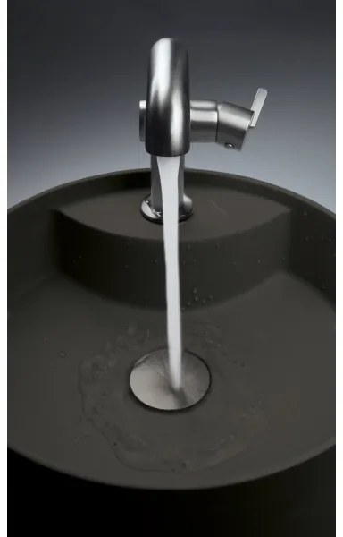 Deante CQS_NU4B - Lavabo da appoggio SILIA con foro preforato per rubinetteria, Ø 36 cm, granito/nero