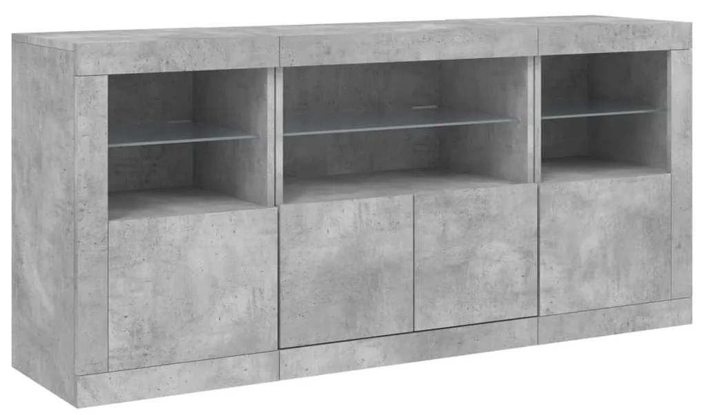 Credenza con luci led grigio cemento 142,5x37x67 cm