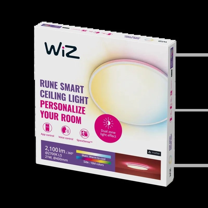 Pannello LED smart Rune WiZ Ceiling  bianco Ø 4.5 cmrgbw 2100 LUMEN, WIZ