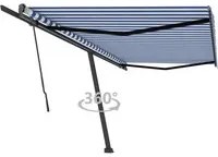 Tenda da Sole Retrattile Manuale con Palo 500x300 cm Blu Bianca cod mxl 61388