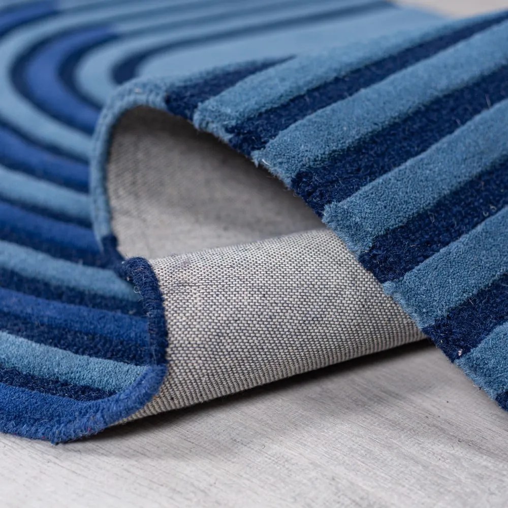 Tappeto blu scuro in lana tessuto a mano 200x290 cm Conway Retro – Flair Rugs