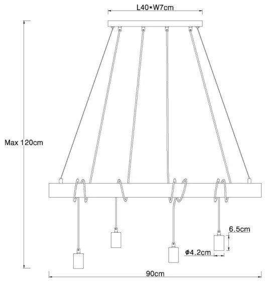 Globo 15439-4 - Lampadario su filo AUSTON 4xE27/60W/230V