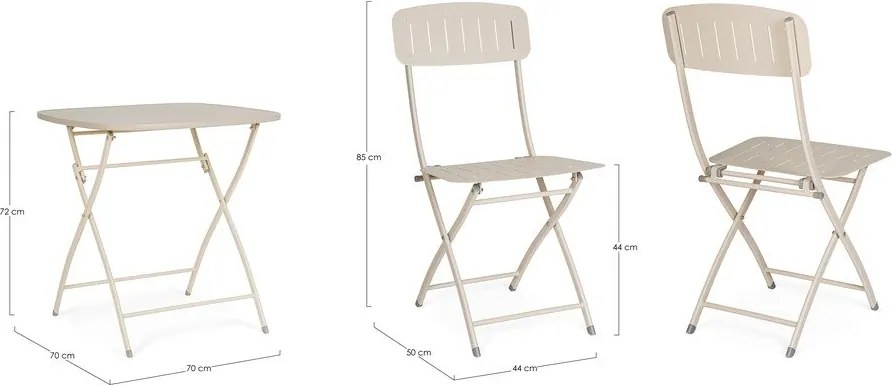 Set da pranzo da giardino beige in acciaio per 2 persone Yvonne – Bizzotto