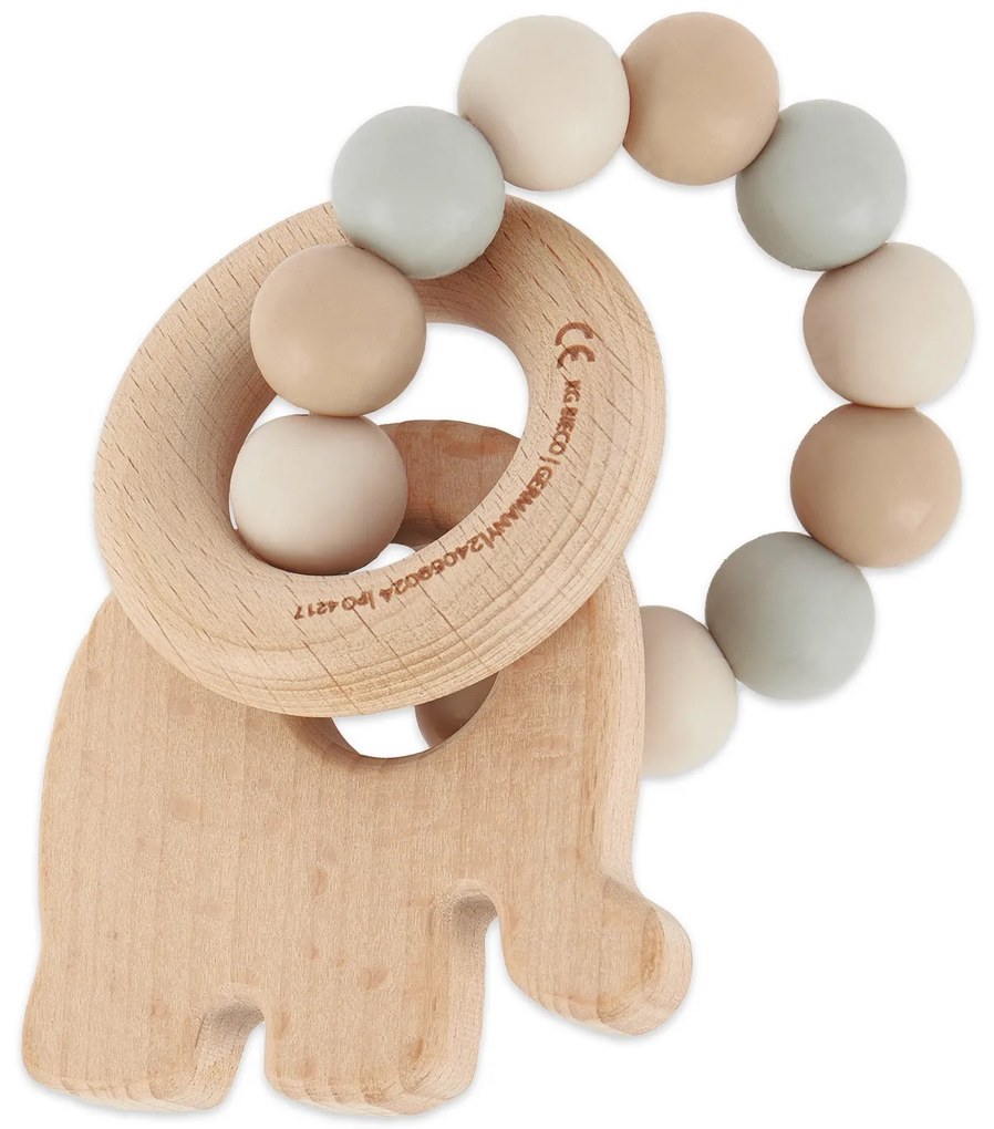 Bieco - Massaggiagengive in silicone con elefante in legno