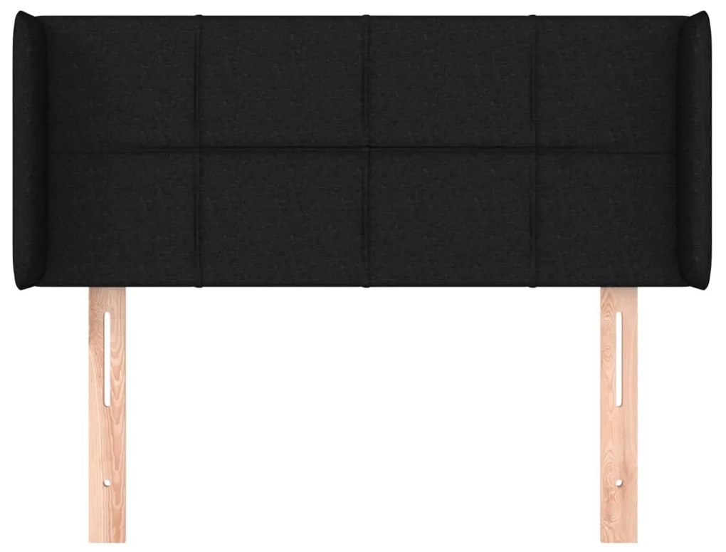 Testiera ad orecchio nera 93x16x78/88 cm in tessuto