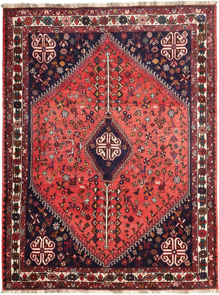 Gashghai Tappeto 220x160 Rosso (Iran) Annodato A Mano