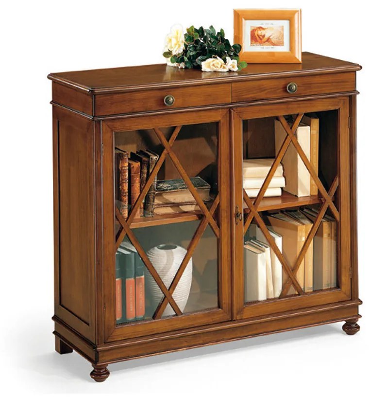 Libreria arte povera in legno noce lucido 110x40x100 cm