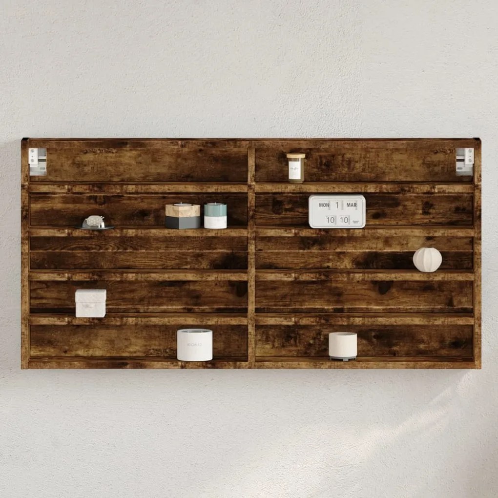 Armadietto Vetrina Rovere Fumo 100x8,5x50 Cm Legno Multistrato /