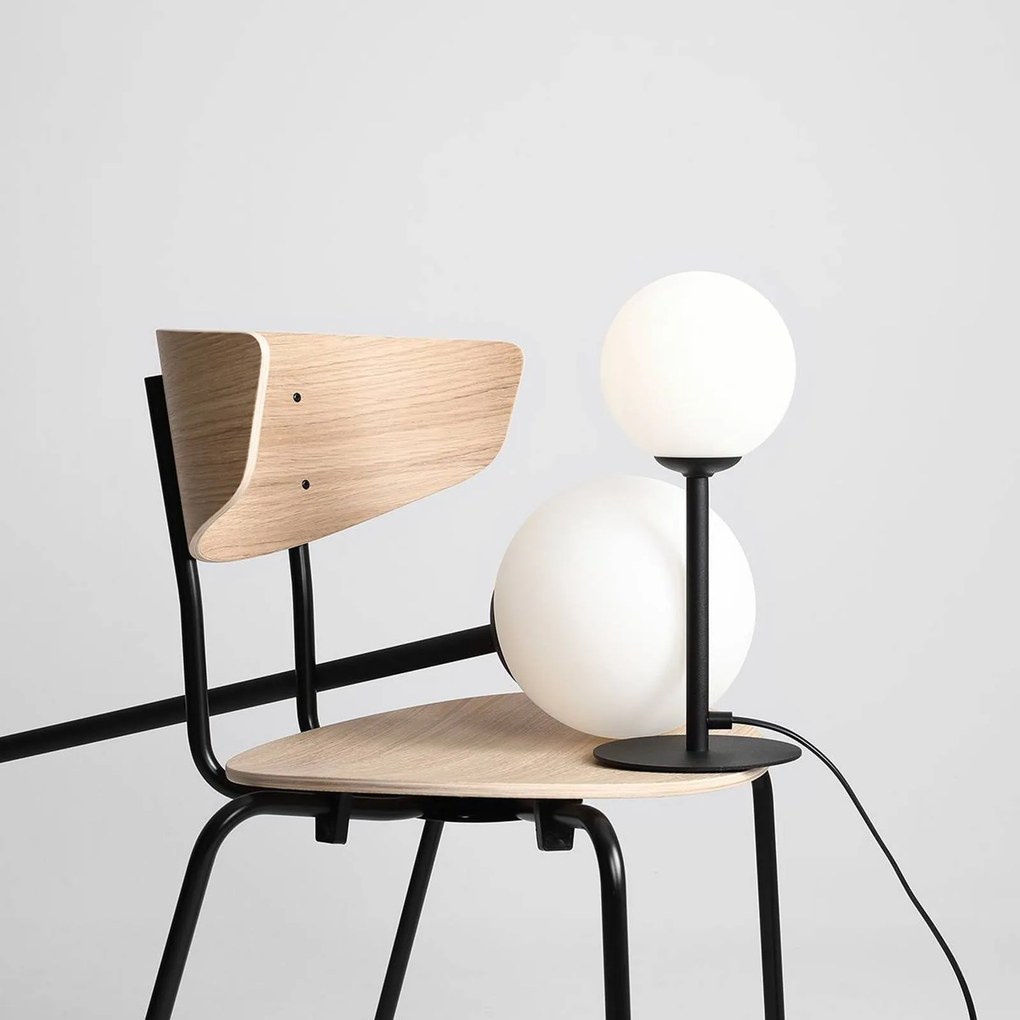 ALDEX Lampada da tavolo Joel, altezza 35 cm, nero/bianco