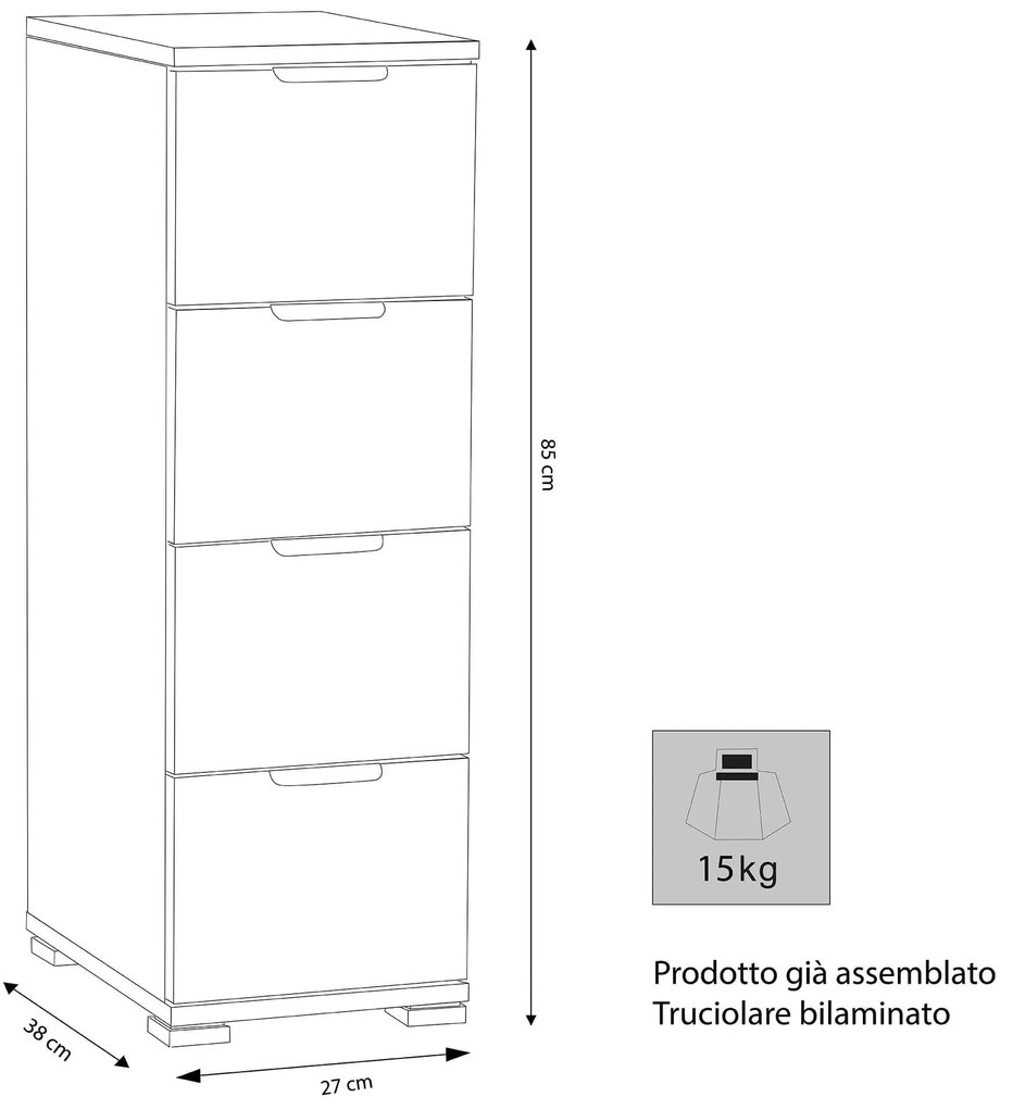 NANO - cassettiera 4 cassetti