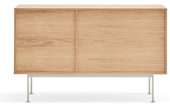 Cassettiera bianco crema con impiallacciatura in rovere, larghezza 128 cm Yoko - Teulat