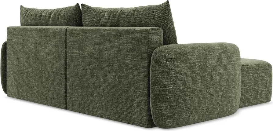 Divano angolare verde allungabile/con contenitore (con penisola a sinistra) Kalena – Makamii